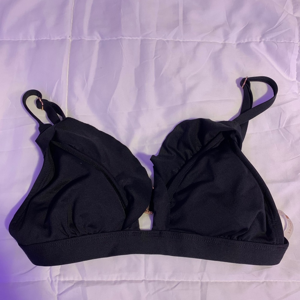 black ruffle triangle bikini top